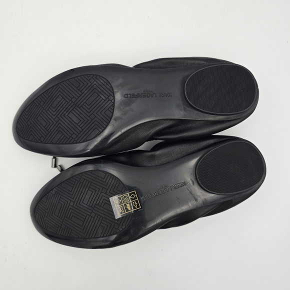 Karl Lagerfeld Paris Velma Almond Toe Ballet Flats, Dark Black, Women's 6.5M - Picture 10 of 11